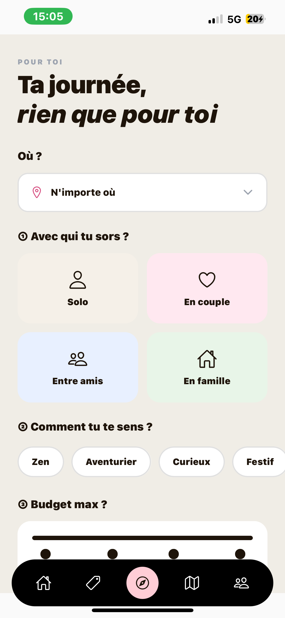 Écran Navio : recommandations personnalisées selon ton humeur